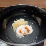 肉割烹 上 - トラフグの白子、タケノコのお椀