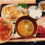 魚菜はざま - カマ焼き定食➕ねぎとろ