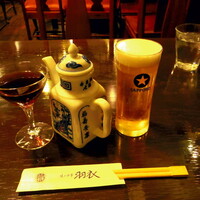 味の中華 羽衣 銀座本店 - 生ビールと紹興酒をいただきます