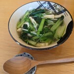 蕎麦はやかわ - 料理写真:「水菜と小松菜とあげの温かいお浸し」