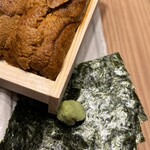 魚菜はざま - うに定食　　海苔とワサビ