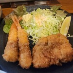 ごはんや 旬彩 - 海老フライとヒレカツ定食