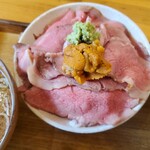 Furusato Gohan Shokudou - セットのウニとろ牛ミニ丼