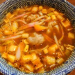 麺屋 悠 - 葱たっぷりの“つけ汁”には2種のワンタンが入った!