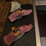 渋谷焼肉 KINTAN - おもてなし、赤身肉寿司雲丹とキャビアのせ
