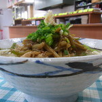 高雄 - 2013/12/19の週の週替わりうどん！　豚肉とごぼうの味噌いためうどん、うまぁあ