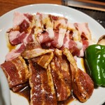 Yakiniku No Watami - 炙りカルビ&しお豚バラランチ　1.5倍盛