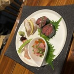 酒飯場ででででん - 刺身三点盛り