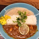 エピタフカレー - 豚と長葱、ホタテカレーの合掛け