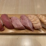 丸万寿司 - 中トロ、ぶり、炙りサーモン