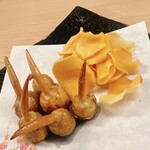 割烹 白鷹 - 慈姑の唐揚げです。箸が止まらない、アハッ\(//∇//)\