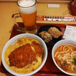 Nakau - カツ丼 大 ＆ 坦々うどん小セット 唐揚げ(２個) 生ビール