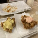 から揚げの天才 - ハニーマスタードと明太子。子の２つは、まぁまぁの大きさ