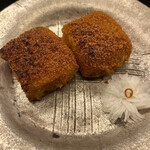 赤坂 菊乃井 - 昼懐石１５７３０円。からす鰈唐墨粉焼き。粉っぽさは改善され、一口サイズでふんわり感も増しているように感じます。