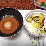 湯宿 梅ぞ乃 - 夕食（赤だし ＆ サツマイモご飯）