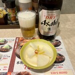 松のや - ビールと漬物。