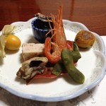 酒房しんせん - 盛り合わせの八寸的な前菜