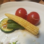 キッチン ブルー グローブ - 残りの野菜、ヤングコーンが懐かしい