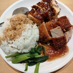 粤港美食 - 醤油地鶏・ローストダック ライス 1520円