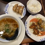 Bamiyan - 日替わり定食　サバとからあげの甘酢醤油ランチ ご飯大盛　小ラーメン＆餃子（3個）追加　659円+286円+110円