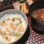 天麩羅 巽 - お食事：天バラ（桜エビ、舞茸、セリ）