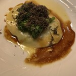 トムクリオーザ - ラビオリ　菜の花　チーズ　トリュフ　林檎のバルサミコ酢