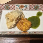 赤坂 鮨大谷 - 鮎肝醤油の白アラレ揚げと玉蜀黍