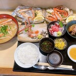 魚の松本 - 北海道ずわいがに3種(かに汁付)¥3500