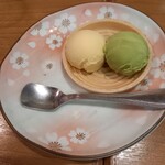 桜なべ 中江 - デザート(芋と抹茶のアイス）