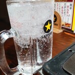 高幡不動 肉流通センター - プレーンチューハイ439円がハッピーアワーで32円→アプリ会員クーポンで通常769円のメガジョッキに♪