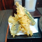 武蔵野うどん 一彩本店 - さくさく天ぷら5点盛りセット(カレー汁)
