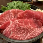 Araiya - 1人牛鍋、こころなしか肉の量が減ったような…