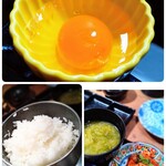 米と焼肉 肉のよいち - おうはんの卵♡♡♡　窯焚きごはん　あおさ味噌汁