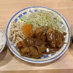 洋食屋 双平 - エビとコロッケの重ね揚げ定食 ¥1300