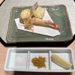 京橋 天冨良と鮨 いしい - 天ぷら　クルマエビ・太刀魚・長芋
