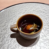 京橋 天冨良と鮨 いしい - 鮟鱇と九条ネギのスープ