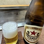 京祇園ねぎ焼 粉 - 瓶ビール･サッポロラガー(\700)