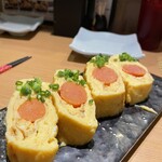 新宿御苑 天ぷら串 山本家 - あご出汁明太子丸ごと一本のだし巻き玉子★