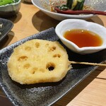 Shinjuku Gyoen Tempura Kushi Yamamotoya - レンコン天串！