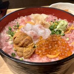 Imayoshi Koujimachi - スペシャル4種丼。ウニ、イクラ、ネギトロ、鯛。