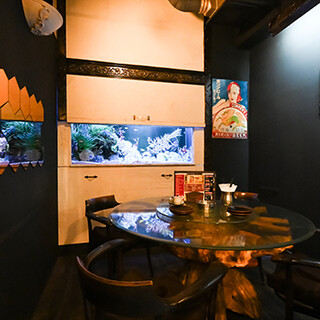 Reservations are first come first served! A fantastic secret private room with flickering tropical fish