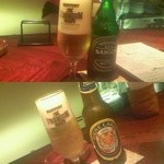 betonamubisutoroajiathiko - ベトナムビール。さらりと飲みやすいサイゴン（上）と麦の甘みと味わいが深いラルー（下）各\650くらい