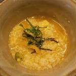 らーめんチキン野郎 - 12月限定の「近江牛モツつけ野郎」には〆飯が付きます。しかも予め卵とじという形で雑炊です