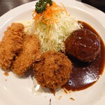 Youshokutei Oohashi - Ａ定食ハンバーグ、メンチカツ、一口カツ