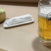 Senkame - お通しのキャベツ(330円)と生ビール アサヒスーパードライ(700円)