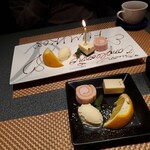 海鮮 イタリアンバル ルチアーノ - 手前が僕のデザートになります。