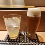 Ikebukuro Sushi Fukuju - シャインマスカット酒ソーダとビールで乾杯