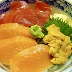 Tuna salmon sea urchin bowl