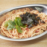 Peperoncino with pollack and perilla leaves