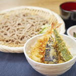 Mori soba and mini Ten-don (tempura rice bowl) set